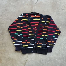 Vintage Out Of Sound Textured 3d Funky Colorful Cardigan Sweater XL