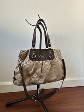 Coach Y2K Ashley Carryall Shoulder Bag Brown F15510 CC Logo Leather Canvas Read