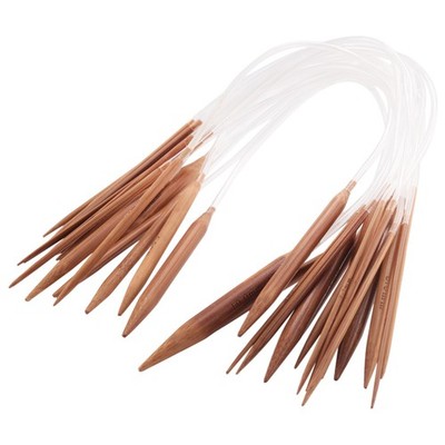 18 Pairs 16'' (40cm) Circular Carbonized Bamboo Knitting Kits Needles Set (27289