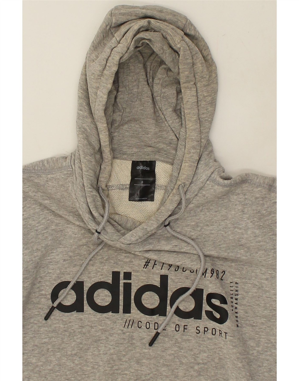 ADIDAS Mens Graphic Hoodie Jumper Small Grey Cotton AC53 thumbnail 3