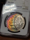 1884 O Morgan Silver Dollar NGC MS65* Star Rainbow Toned Crescent Moon Pattern