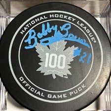 Bobby Baun Signed Toronto Maple Leafs 100 Year Anniversary Game Puck Auto