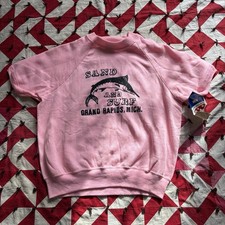 Vintage 1980s Sand And Surf Short Sleeve T Shirt Mens XL Pink NOS Deadstock Fish