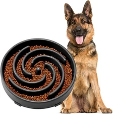 JASGOOD Slow Feeder Bowl for Large Dogs, Anti-Gulping, Large, C-Dark Grey 