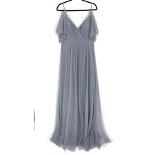 Jenny Yoo Women's Size 14 Bridesmaid Aeryn Maxi Dress Sleeveless Hydrangea Gray