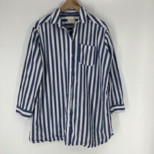 Sezane Maxine Shirt Dress Size 40 Ecru Blue Stripe Button Down Oversized Coastal