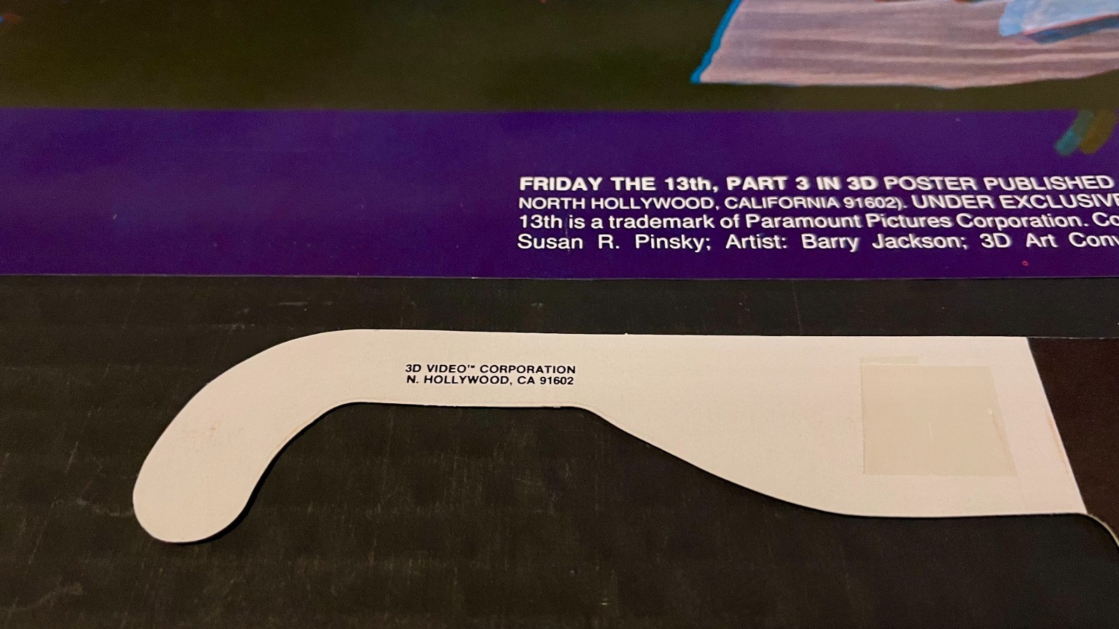 vintage 1982 Friday the 13th Part 3 3D movie poster & 3D glasses rare!