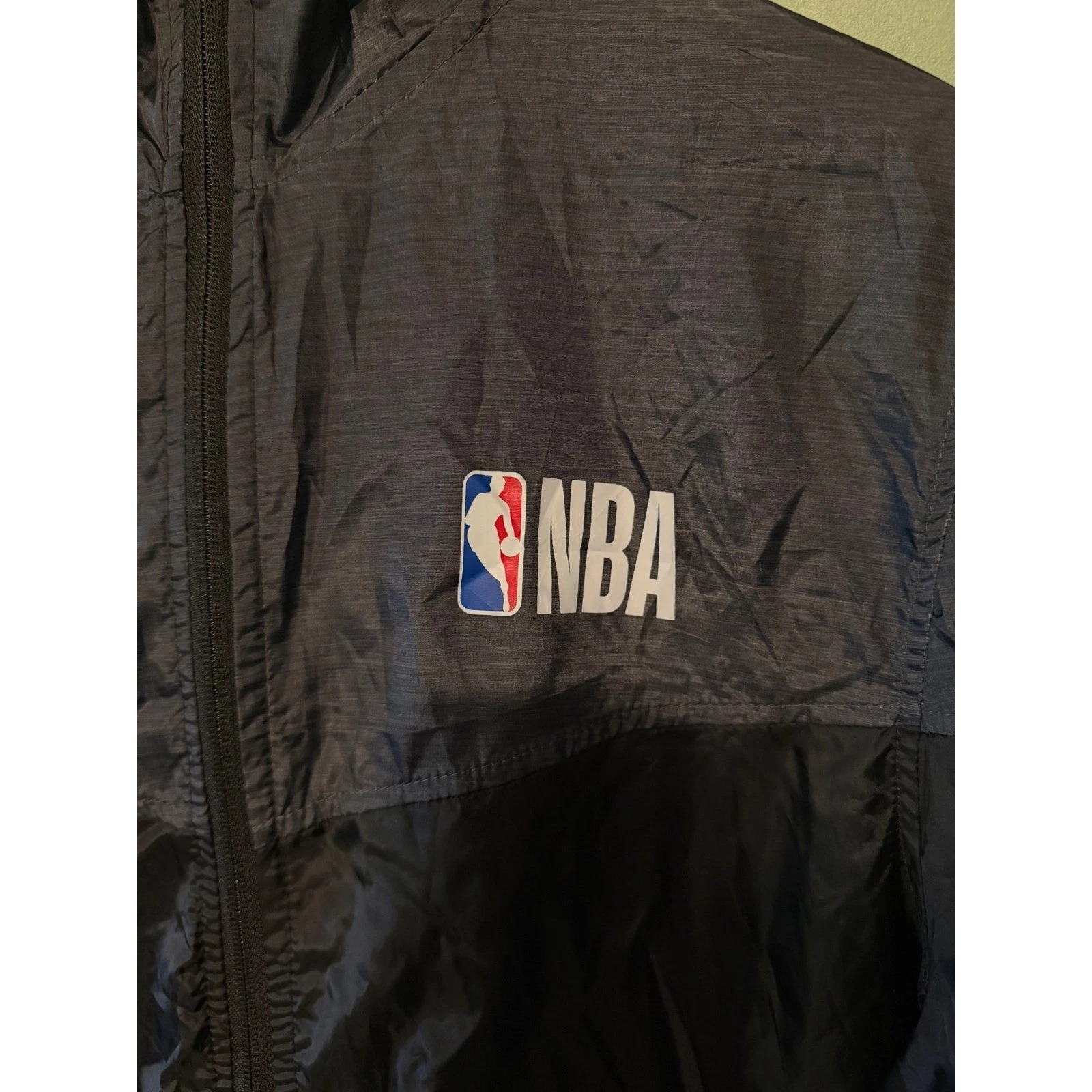 NBA Hooded Windbreaker Jacket Black Grey Full Zip Basketball Medium - product detail image 3