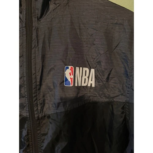 NBA Hooded Windbreaker Jacket Black Grey Full Zip Basketball Medium image 3