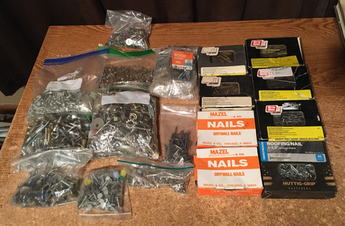 HUGE LOT 23 POUNDS SCREWS NAILS WASHERS TAPE VARIOUS SIZES HANDYMAN DRYWALL ROOF