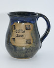 Studio Art Pottery Blue Brown Coffee Zone Mug Signed Sony 16 oz Thumb Rest — photo 1