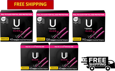 U by Kotex Click Compact Tampons, Regular Absorbency, Unscented