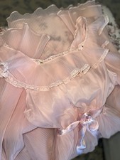 Vintage Pink Satin Nylon Lace Nightgown Nan Flower Bridal Rare Lingerie