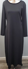 Carole Little Knit Maxi Dress Womens L Black Wool Blend Long Sleeve Round Neck