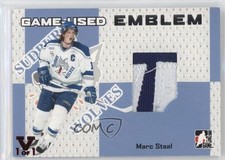 2006-07 ITG Heroes and Prospects Game-Used Emblems Vault Ruby 1/1 Marc Staal 2a8