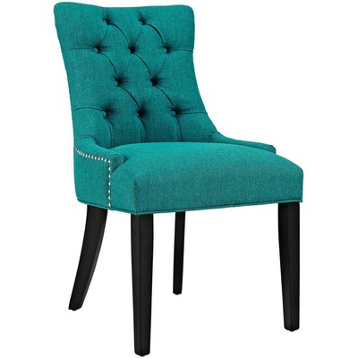 Modway Regent 20.5 in Teal Tufted Fabric Solid Wood Dining High Back Chair