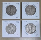 Lot of 4 - Walking Liberty Halves F-XF - 1.45 Troy Ounces of Pure Silver - $2 FV