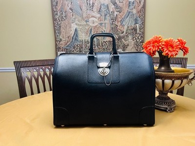 DEPRESSION ERA Heavy Leather Gladstone Briefcase  / Doctor Bag - A.C.OEHMICH CO.