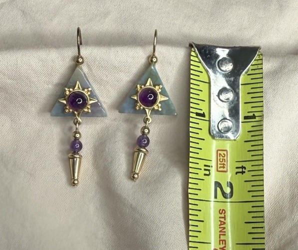 Vintage Unique Dangle Drop Triangular Pyramid Sha… - image 12