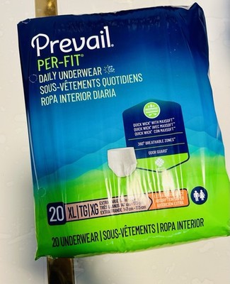 Prevail PER-FIT Daily Underwear XL White Super Absorbency 20 Pack Disposable