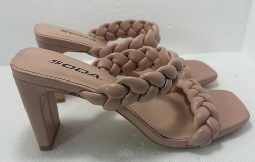 Soda Women's Braided Heelled Square Toe Block Heel Sandals size 6.5 - Picture 1 of 21