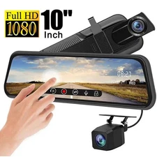 Great Value 10" Touch Screen Rearview Mirror Dash Cam G-Sensor Parking Recording