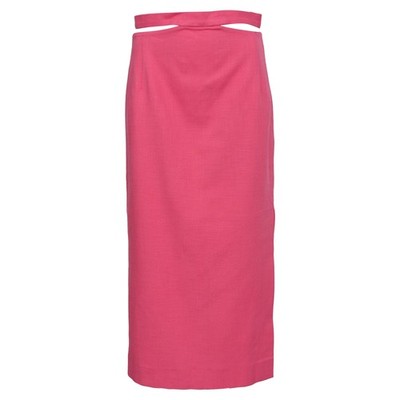 Sandro Cutout Midi Skirt With Slit In Cotton Women Pink Size 36