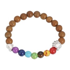 Stone Paw Bracelet,Heart Rainbow Paw Print Dog Mom Memorial Bracelet,Brown