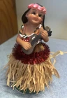 Vintage Hawaiian Dashboard Dancing Hula Girl Grass Skirt Doll Tiki Wiggler 4.5"T