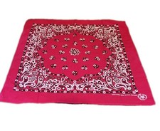 VTG Red Paisley Handkerchief Hanky Bandana Black  White 100 Cotton USA 13962