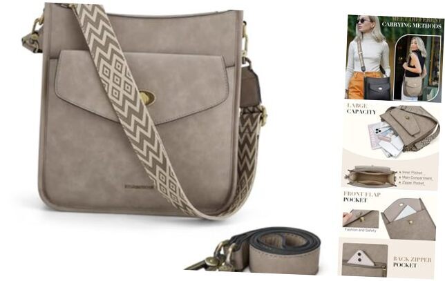 Crossbody Bags for Women Trendy Vegan Leather Shoulder Bag Hobo Purses Khaki-image