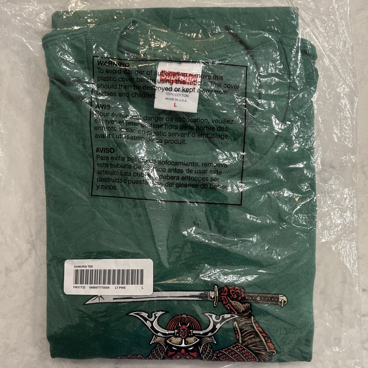 Supreme samurai tee Large LT Pine Fw21 New Sealed Tags | eBay
