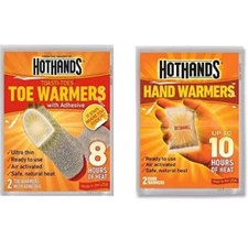 🔥HotHands 1 Pairs Hand Warmers and 1 Pairs Adhesive Toe Warmers, 8 Hours Heat