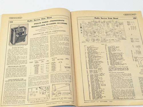 Radio Craft Oktober 1943, Frauen Kriegsarbeiter, Datenblatt Nr. 328 Philco Modelle 42-1009 - Bild 5 von 6