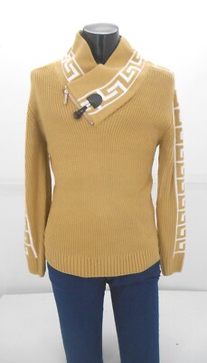 Suslo Couture Khaki Cowl Neck Stretch Men's Sweater $59.99 #SW200 NOW $39.99