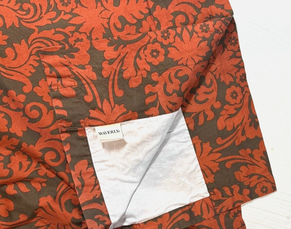 2 Waverly Brown Red Curtains Panels Drapes 84" Long Discontinued Print Lined - Image 4 of 4