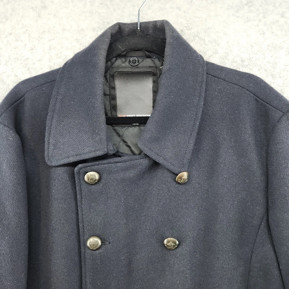 PROJEK RAW Mens Black Peacoat Size XL Button Zip Wool Blend Heavy - Image 2 of 4