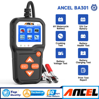 ANCEL BA301 Car Motorcycle Battery Load Tester Charging Cranking Analyzer 6V/12V