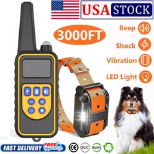 Dog Shock Collar Waterproof Rechargeable Dog Training Remote with led Light US