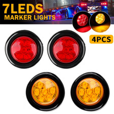 4x 2 Inch Round Red Amber Led Side Marker Clearance Trailer Truck Rv Lights 12v