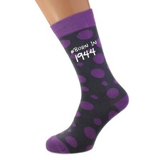 Born in 1944 80th Birthday Purple Spots Socks UK 5-12