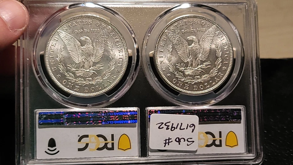 Identical Twins-1879 Morgan Dollars $1 PCGS MS 64 Struck Trough Obverse Errors ! - Image 4 of 4