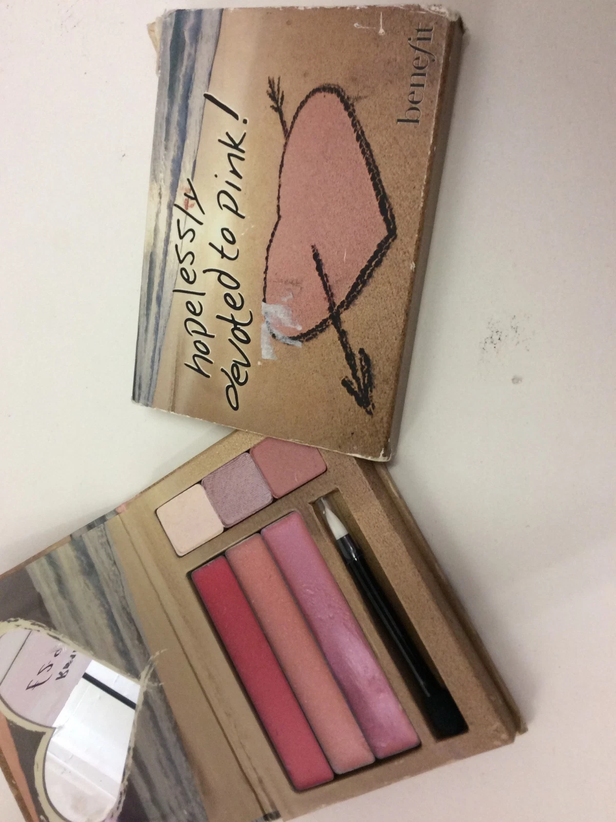 Benefit Hopelessly Devoted to Pink Kit Palette 3 Lip Cream 3 Eyeshadow RARE NEW