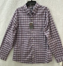 Van Heusen Men's Shirt Button Up XL Tall Purple Plaid Wrinkle Free Long Sleeve