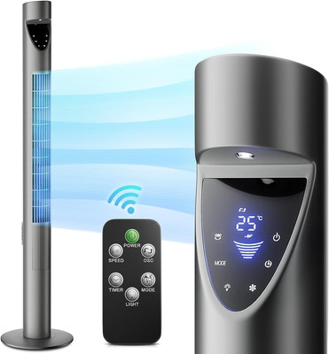Oscillating Quiet Tower Fan with Remote Control 3 Speeds 12H Timer Portable LED 