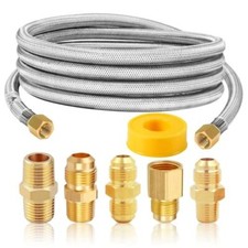 10 Ft High Pressure Braided Propane Hose Extension with Conversion Coupling 3/8"