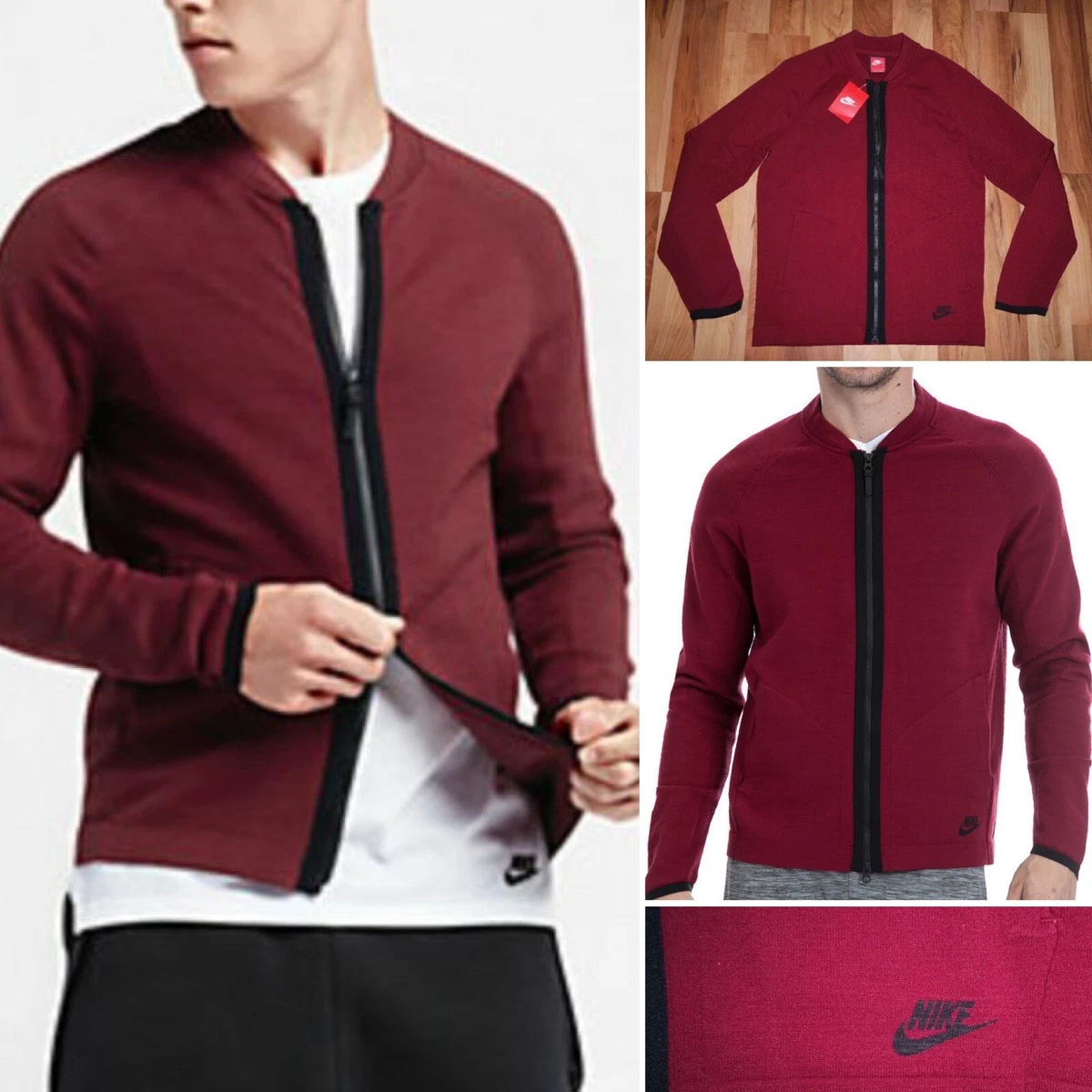 NWT Nike Men s Sportswear Tech Knit Bomber Jacket TEAM RED 810558 677 SZ S 250