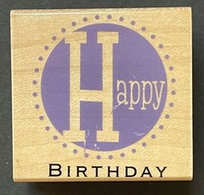 Happy Birthday Word Phrase Special Occasion Greeting Wood Rubber Stamp