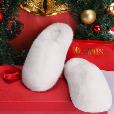 Women Fuzzy Slip On Slippers Comfortable Cozy Indoor Slippers Shoes