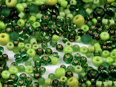 Rocailles Glasperlen MIX 2 - 4 mm Grüntöne, 30 g in Dose